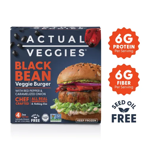 Miniatura 8 de Actual Veggies - Hamburguesa de frijol negro vegetariana, 12 oz
