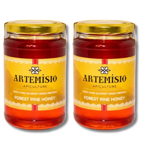Artemisio Miel griega – Miel mediterránea natural 100% pura cruda | Sin filtrar, ricos antioxidantes | Tarro de miel artesanal gourmet (16 onzas)