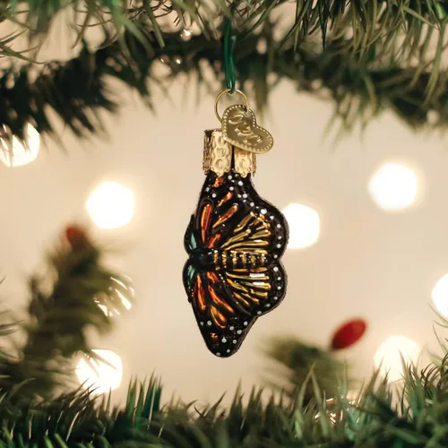 Miniatura 2 de Old World Christmas Gumdrops - Mini adorno de cristal soplado de mariposa monarca para árbol de Navidad, decoración navideña artesanal, colección