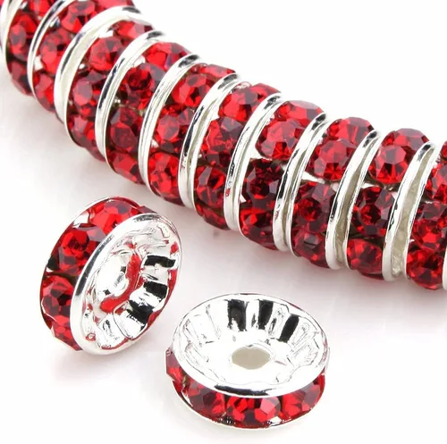 Miniatura 10 de Weebee 100 cuentas espaciadoras Rondelle, cuentas de cristal chapadas en plata, con diamantes de imitación checos, cuentas sueltas para hacer joyas