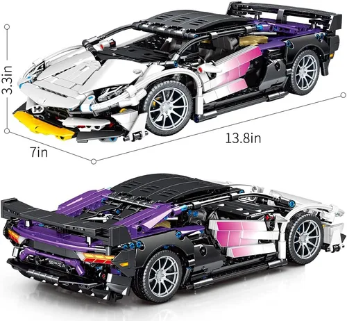 Miniatura 2 de Mesiondy - Juego de bloques de construcción de coches deportivos para niños o adultos, kit de 1:14 MOC, modelo de coche de carreras, coches