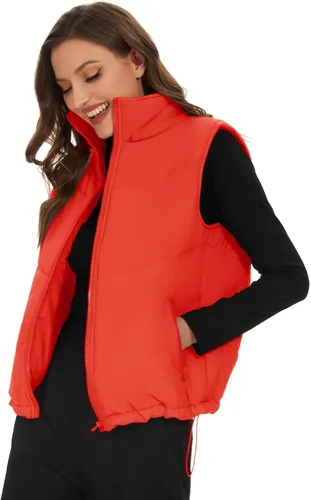 Miniatura 3 de Micoson Chalecos acolchados para mujer, de invierno, sin mangas, con capucha, con cremallera, cuello alto, con bolsillo, ajuste holgado