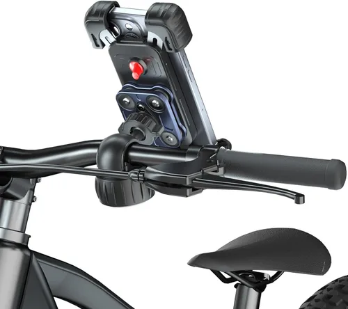 Miniatura 7 de Hiboy Soporte de teléfono para motocicleta, amortiguador de vibraciones mejorado, soporte giratorio de 360°, clip de teléfono para manillar