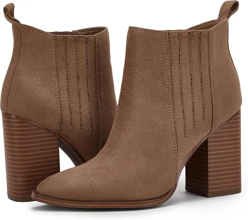 Miniatura 5 de Botines de tacón de bloque medio apilados con punta puntiaguda para mujer