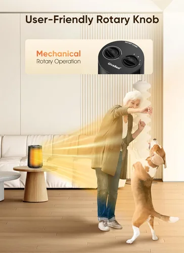 Miniatura 7 de GiveBest Calentador de espacio, calentadores portátiles de 1500 W para uso en interiores, calentador de cerámica PTC con modos de calefacción y Negro