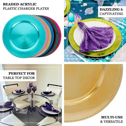 Miniatura 4 de Efavormart - 6 platos de carga redondos con cuentas negras de 13 pulgadas para decoración de mesa, vacaciones, boda, catering, decoración de eventos