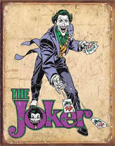 Desperate Enterprises DC Comics - Letrero de lata de The Joker - Decoración nostálgica de pared de metal vintage - Fabricado en Estados Unidos