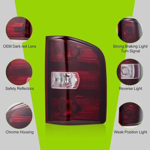 Miniatura 5 de Luces traseras compatibles con Chevy Silverado 1500 2500 HD 3500 HD 2007-2013 GMC Sierra 2500 HD 2012-2014 Luces traseras sin arnés de cableado Rojo