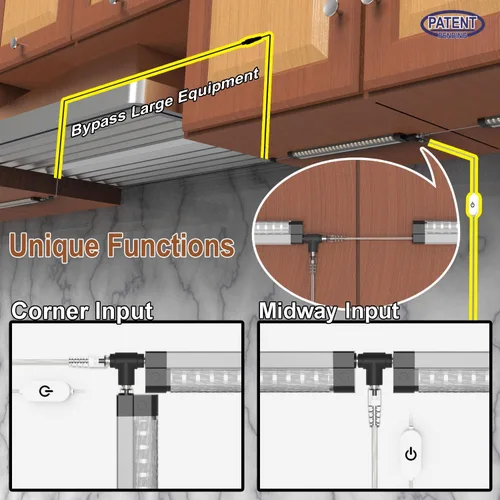 Miniatura 3 de EBD Luces LED Bajo Gabinete Cableadas Incorporadas Cable Ajustable Entrada Intermedia Luces Bajo Mostrador para Fregadero de Cocina 9 Pcs 4050 Lm