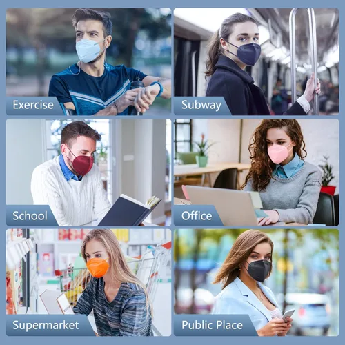 Miniatura 7 de Mascarilla KN95, paquete de 60 unidades, 5 capas, envueltas individualmente, transpirable, cómoda, máscara de seguridad con más del 95% de Rojo