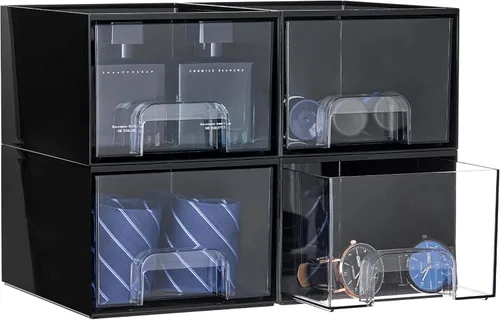 Miniatura 10 de Vtopmart - Paquete de 2 cajones de almacenamiento pequeños transparentes y apilables, organizador de maquillaje acrílico para baño, contenedores