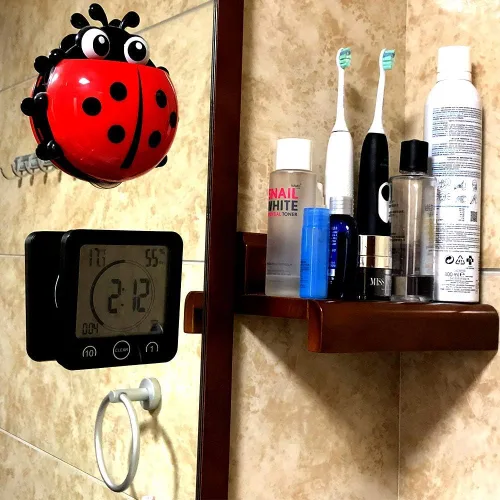 Miniatura 7 de Reloj de pared y temporizador de baño impermeable, temporizador digital resistente al agua para colgar en la ducha, pantalla grande, temporizador