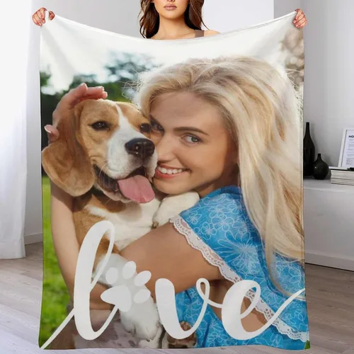 M YESCUSTOM Manta personalizada con imagen y texto, manta personalizada de collage de fotos, mantas de vellón personalizadas para regalo de 1 imagen