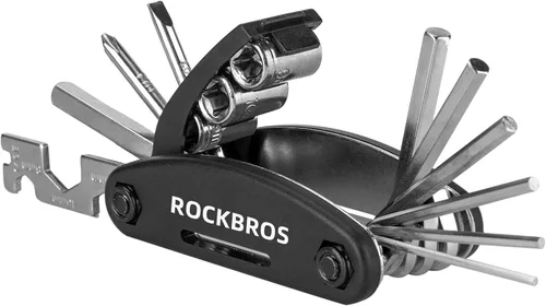 Miniatura 8 de ROCKBROS Kit de herramientas para bicicleta 16 en 1 – Multifunción – Herramienta portátil y plegable para ciclismo con llave Allen, palancas