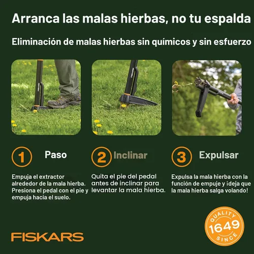 Miniatura 2 de Fiskars Herramienta de desmalezado de pie con 3 garras, desmalezador de jardín, herramienta de deshierba manual con mango ergonómico de 39" de largo