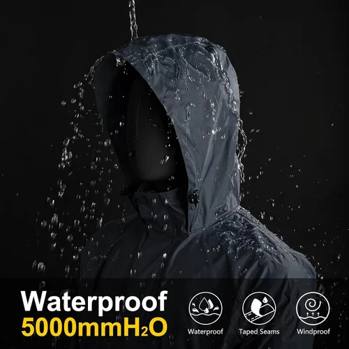 Miniatura 115 de 33,000ft - Chaqueta de lluvia impermeable y plegable para hombre, ligera, con capucha, cortavientos ideal para golf o ciclismo