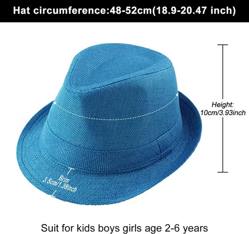 Miniatura 13 de ECYC Sombreros de jazz para niños, gorras de lino de color sólido para niños