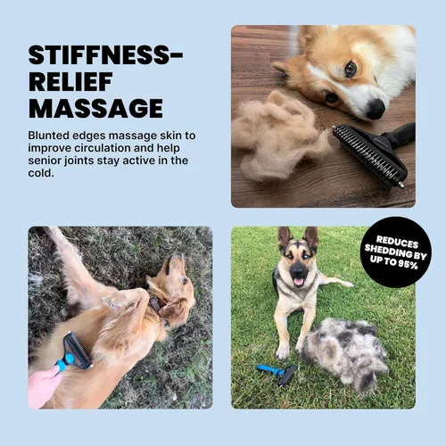 Miniatura 8 de MalsiPree Cepillo de aseo para perros para desprendimiento, herramienta 2 en 1 y rastrillo para pelaje interior para perros de pelo largo y corto