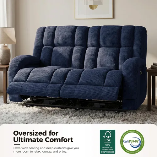 Miniatura 3 de MCombo 64.6" Oversized Reclining Loveseat with Heat and Massage, Zero Gravity Recliner Loveseat Sofa with Adjustable Headrest and Dual USB Charging
