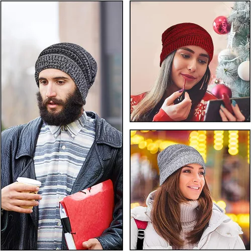 Miniatura 6 de Omechy - Gorro de punto para hombre de invierno gorro cálido