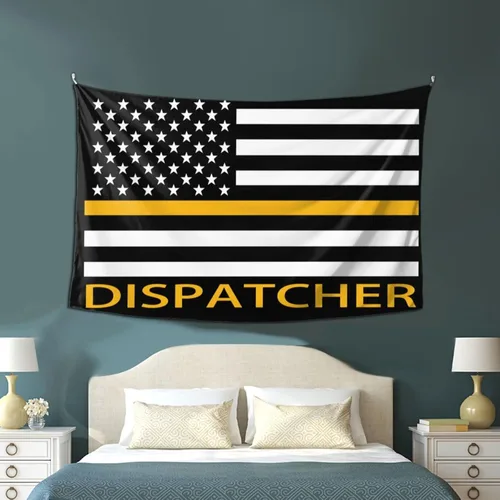 Miniatura 4 de Qauirfe Tapiz con diseño de bandera de línea dorada fina 911, para colgar en la pared, sala de estar, dormitorio, oficina, tapices de tela de 60 x
