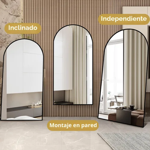 Miniatura 4 de Dewfig - Espejo grande arqueado de longitud completa/cuerpo completo, espejo de piso de 76 x 34 pulgadas, espejos de cuerpo completo para apoyar