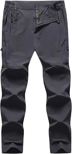 Pantalones cargo de senderismo de secado rápido para hombre, para exteriores, casual, elástico, transpirable, con múltiples bolsillos (sin cinturón)