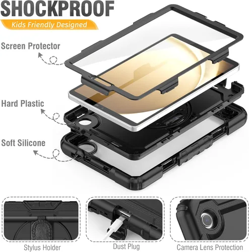 Miniatura 8 de HXCASEAC Funda para Samsung Galaxy Tab A9 de 8,7 pulgadas, protectora con protector de pantalla/correa de mano/soporte para bolígrafo, resistente a