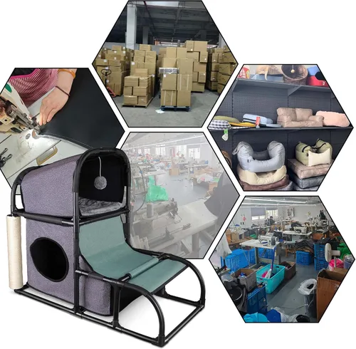 Miniatura 9 de Goetland Moderno condominio para gatos Casa para gatos Árbol para mascotas Muebles para mascotas Cama de torre para gatos grande Rascador Poste Gris