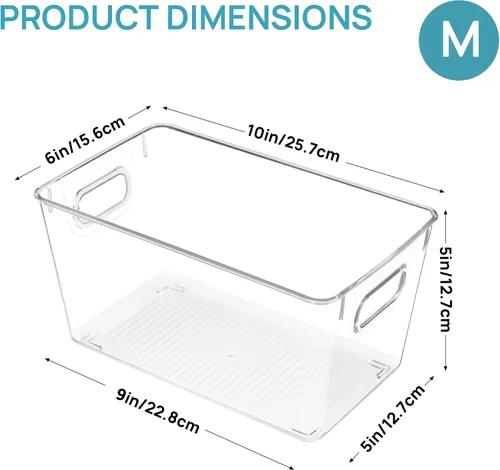 Miniatura 2 de Vtopmart - 2 unidades de contenedores de plástico transparente con asas para organizar y almacenar artículos y alimentos, ideales para cocina