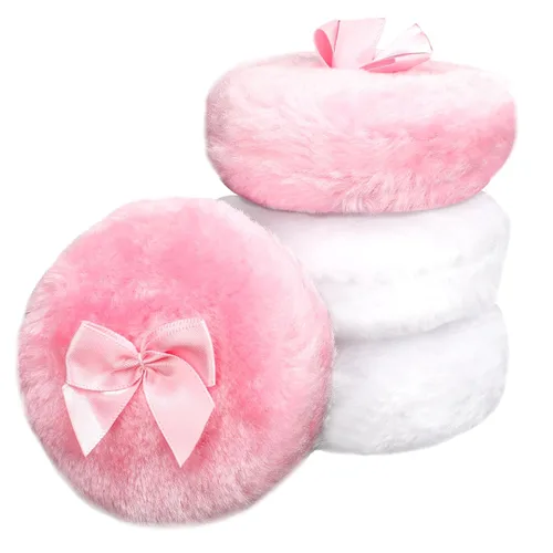 4 polvos esponjosos grandes, soplos de polvo blanco, soplos de polvo para polvo facial, soplo de polvo corporal ultra suave, soplo de polvo corporal