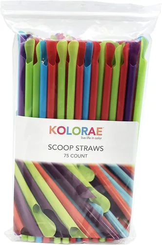 Miniatura 2 de KOLORAE Pajitas de plástico sin BPA, coloridas pajitas actúan como una cuchara y pajita, ideal para cualquier ocasión. (1 paquete de 75)