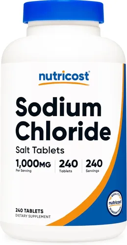 Nutricost Cloruro de sodio 1000 mg, 240 tabletas - Tabletas de sal, sin OMG, sin gluten