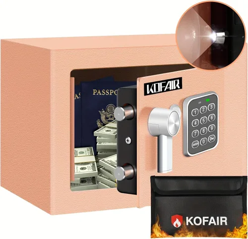 Miniatura 7 de Caja de seguridad KOFAIR para el hogar (0.23 pies cúbicos) con bolsa ignífuga, caja de seguridad personal para ahorro de efectivo, caja de seguridad