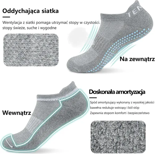 Miniatura 3 de 3 pares de calcetines antideslizantes con agarre antideslizante, para yoga, pilates, barre, fitness, artes marciales, mujeres y hombres