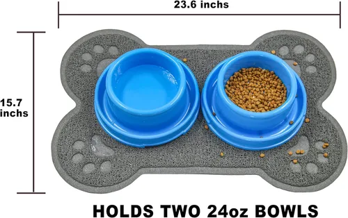 Miniatura 5 de Petlike Tapete de alimentación para mascotas para perros y gatos grandes, antideslizante e impermeable, tapete grande para alimentos y agua, fácil
