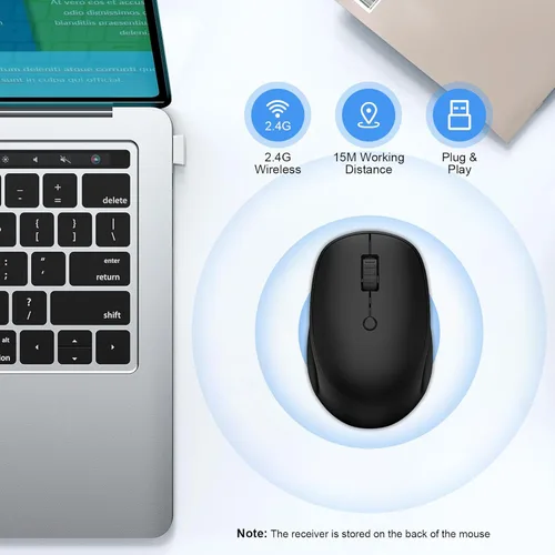Miniatura 2 de Ratón inalámbrico, 2.4 G silencioso para computadora con receptor USB, 800/1200/1600 DPI, 4 botones, portátil óptico inalámbrico USB
