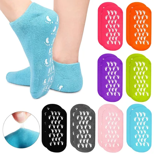 8 pares de calcetines de gel hidratante para talón seco agrietado, calcetines hidratantes de gel de spa, cuidado de pies, antideslizantes, loción