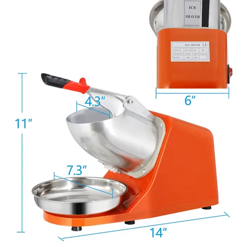 Miniatura 4 de Máquina de afeitar eléctrica de hielo, 143 libras/hora, máquina de cono de nieve de 300 W con hoja de acero inoxidable, fácil operación