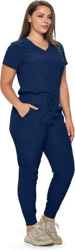Miniatura 2 de MONARCH UNIFORMS Conjunto de ropa quirúrgica elástica para mujer en pantalones regulares y pequeños con parte superior para mujer