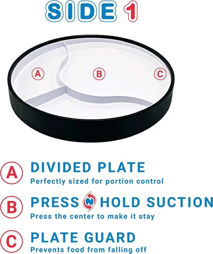 Miniatura 3 de STAYnEAT - Placa de succión dividida + plato Sloop n Scoop Dish, protector contra derrames y más, fabricado en Estados Unidos. Azul (S)