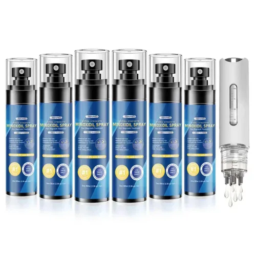 Spray de minoxidil al 5% para hombres, suministrado con un aplicador de minoxidil, impregnado con biotina, tratamiento para el crecimiento del