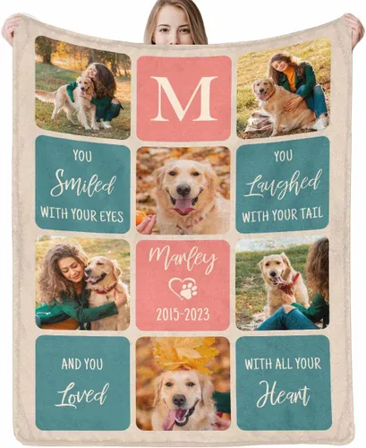Miniatura 8 de Artsadd Manta conmemorativa personalizada con fotos para la pérdida de perros y gatos, manta conmemorativa personalizada, regalos de memoria amorosa