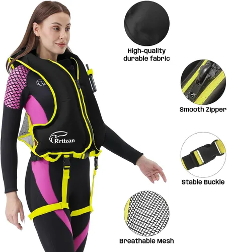 Miniatura 3 de Rrtizan Inflatable Snorkel Vest for Adult, Travel Snorkeling Vest for Swimming, Snorkeling, Paddleboarding, Swim Vest Adult Suitable for 90-220lbs