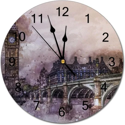 Miniatura 41 de Reloj de pared silencioso sin tictac de PVC, montañas del Tirol del Sur, Italia, senderismo, C, funciona con pilas, 10 pulgadas (9.8 in), reloj