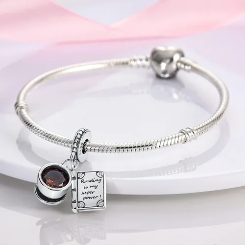 Miniatura 25 de MULA - Dijes de plata de ley 925 para pulseras y collares, colgantes de letras para la familia, cuentas de viaje en avión, dijes de árbol