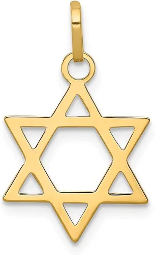 Dije colgante judío de la suerte de estrella de David de oro amarillo de 14 quilates 0827in x 0551in Metal
