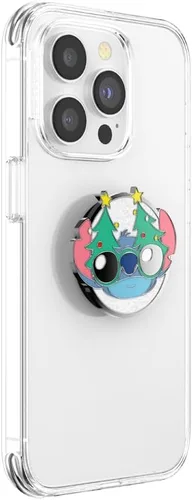 Miniatura 3 de PopSockets - Agarre para teléfono con soporte expandible, agarre adhesivo, Lilo & Stitch - Enamel Holiday Stitch