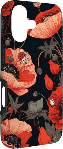 Miniatura 3 de Poppy Flower Ladybug Red & Black Pattern Case for iPhone 17