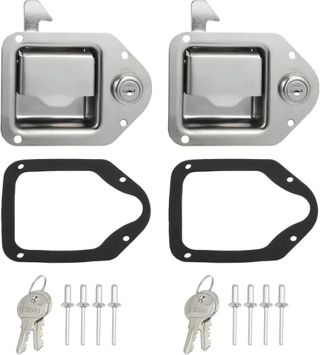 Miniatura 8 de X AUTOHAUX Pestillo de caja de herramientas para camión con 2 llaves de acero inoxidable para caja de herramientas de repuesto para caja